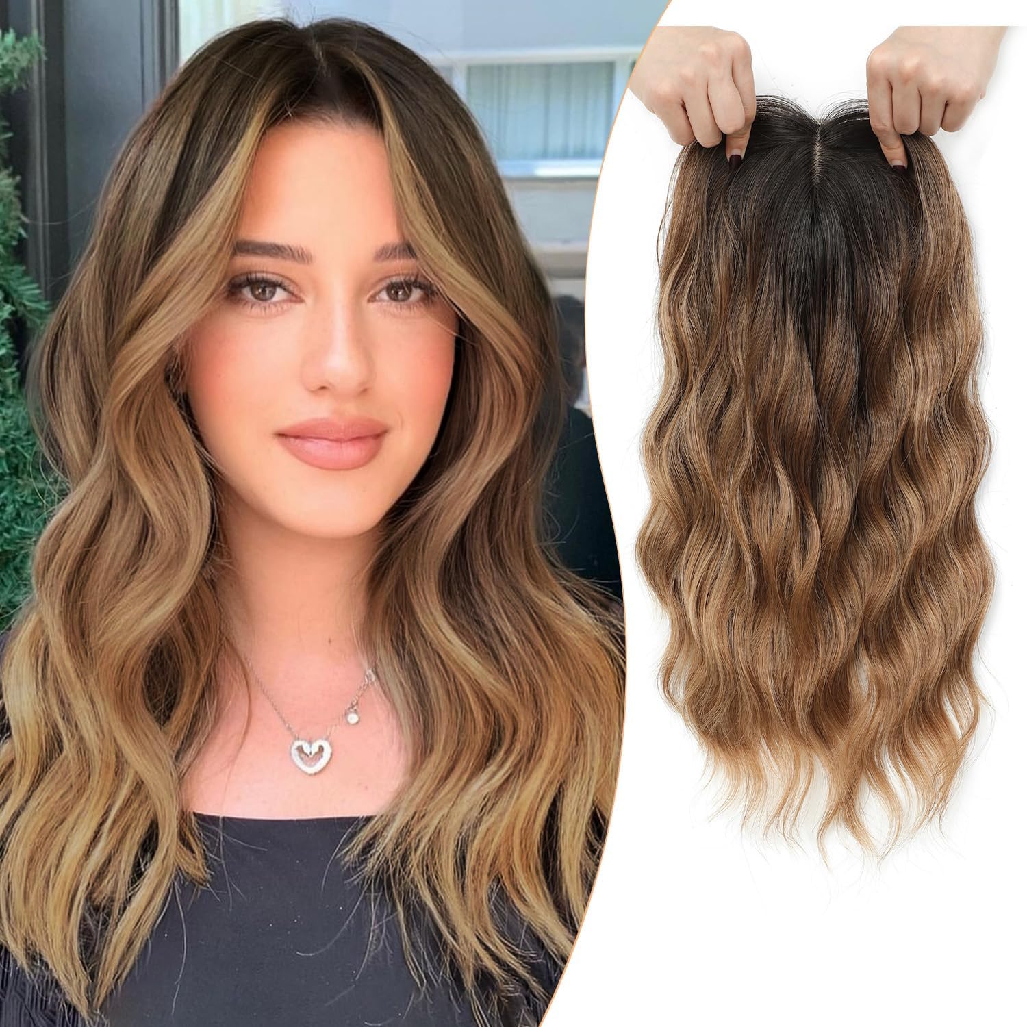 🔥🔥Natural Dark Brown Root to Caramel Blonde Ombre with Highlights